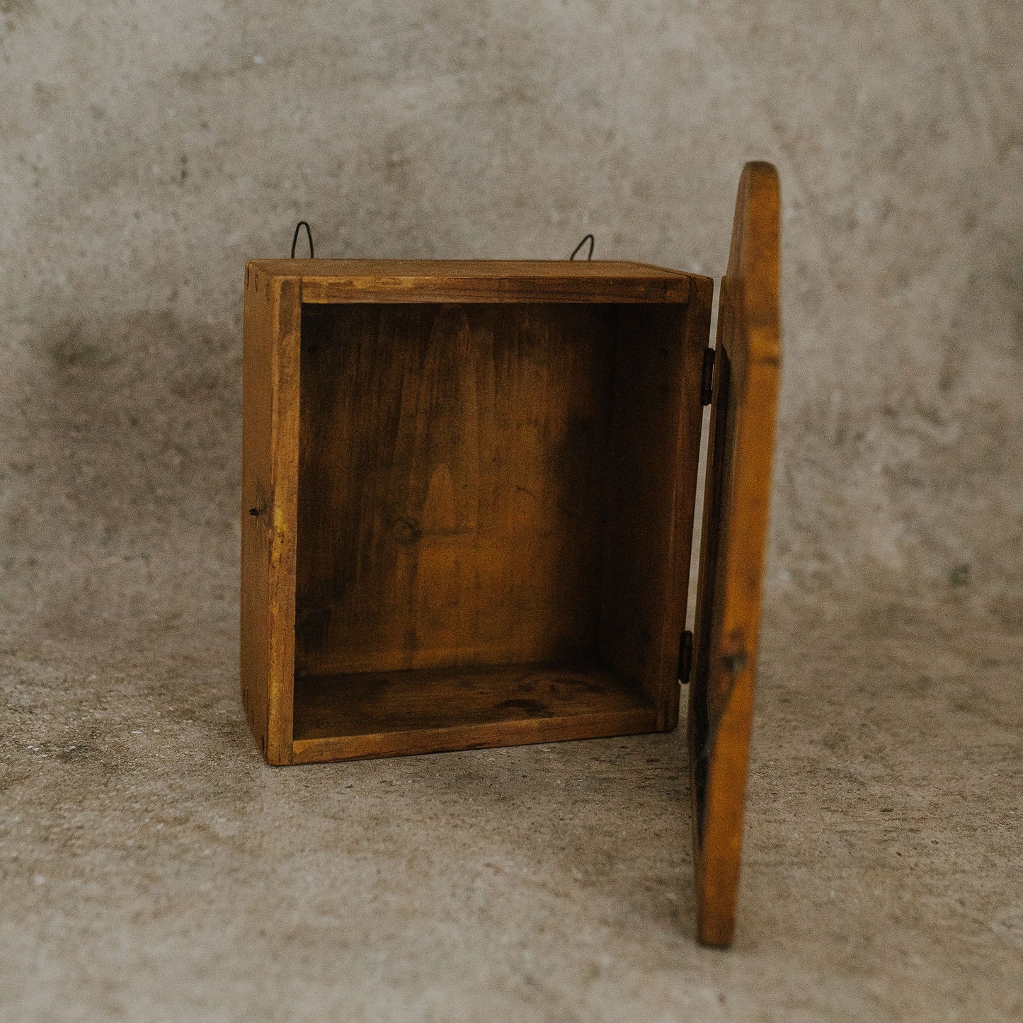 Folk Art Yellow Glass-Front Cabinet
