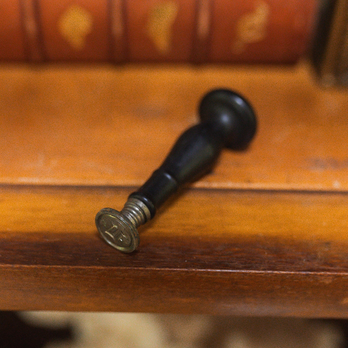 Antique Wood and Silver Wax Seal Stamp LF