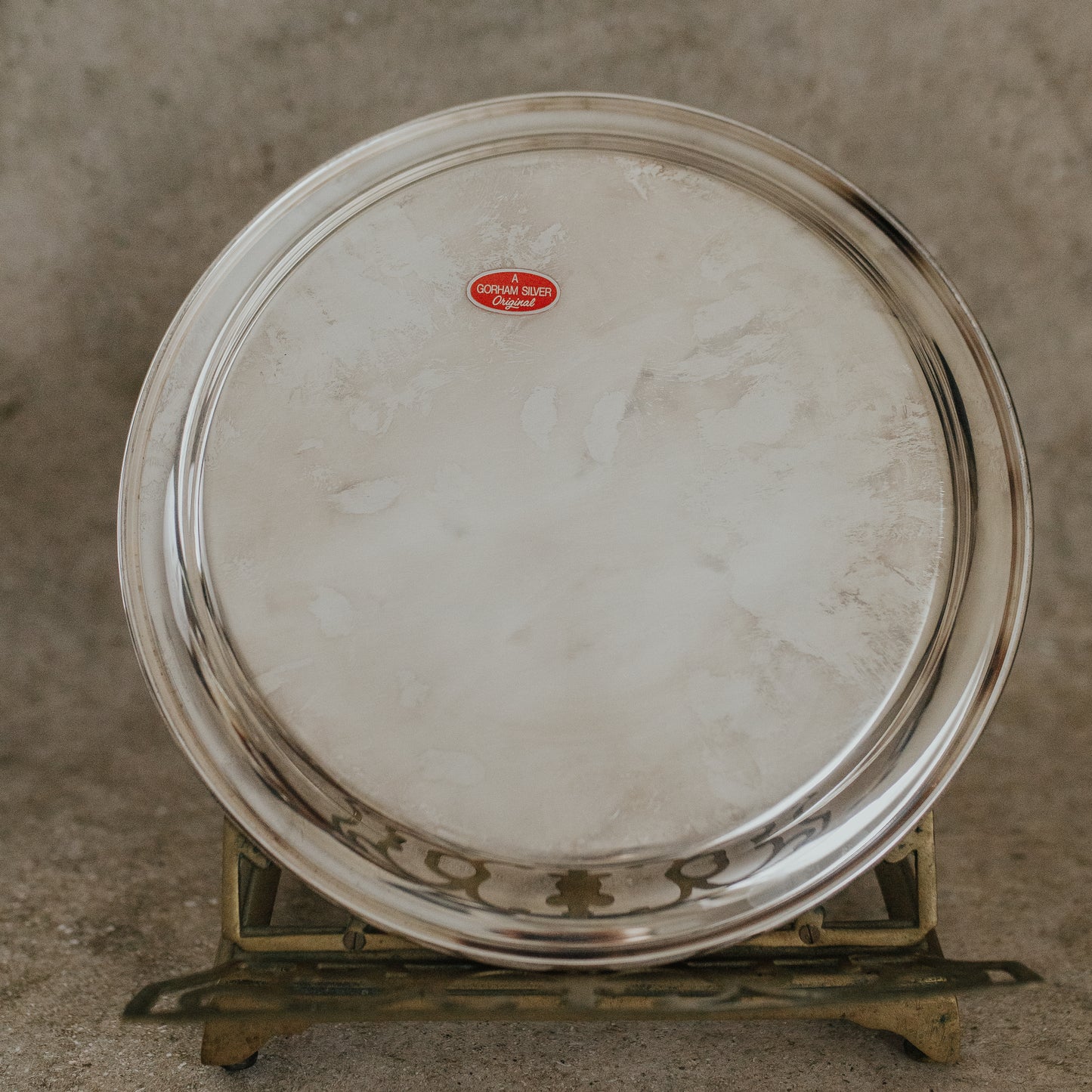 Ostrich Egg in Glass Cloche on Silver Platter