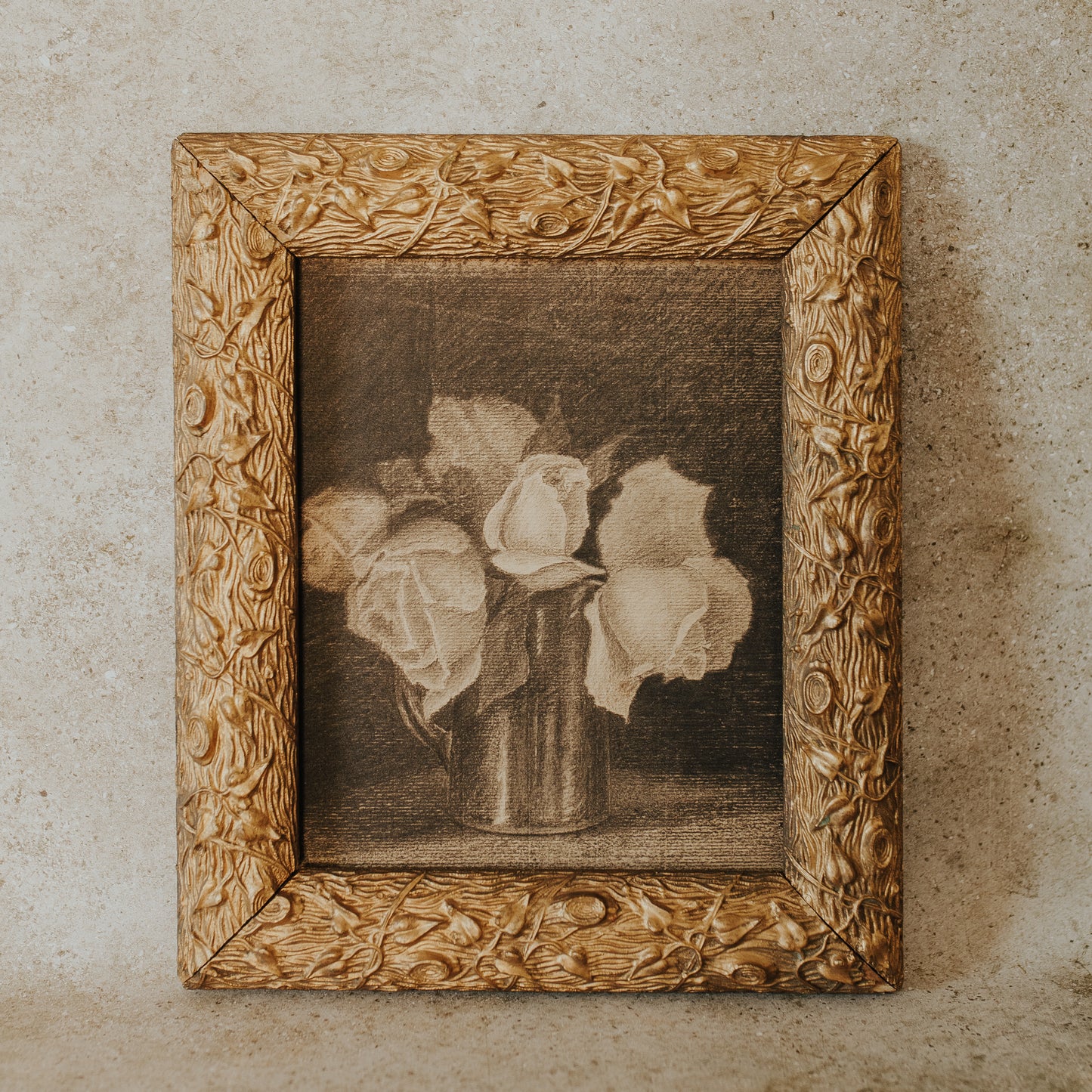 Antique Framed Charcoal Drawing