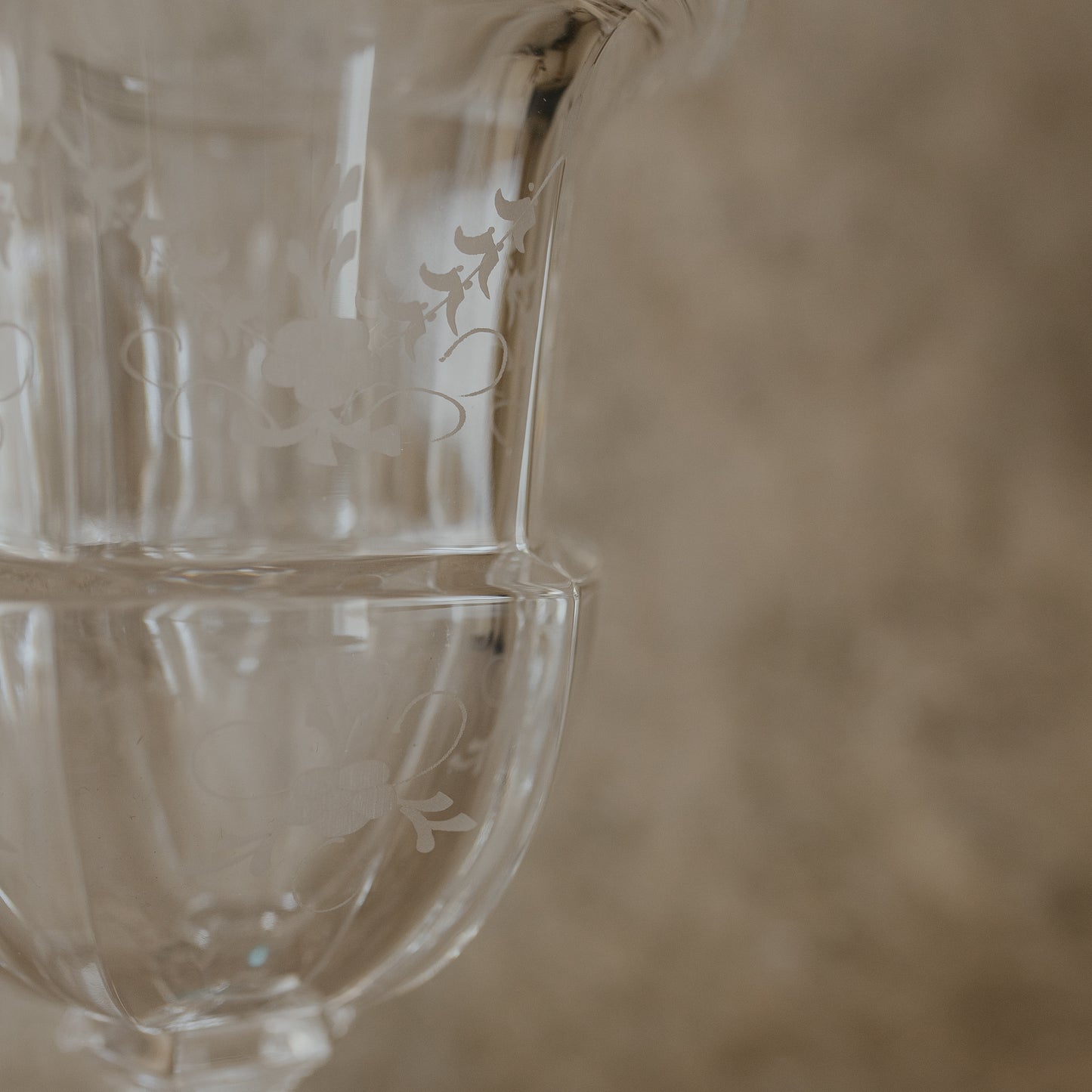 Vintage Tiffany & Co. Crystal Urn Vase with Frosted Floral Etchings