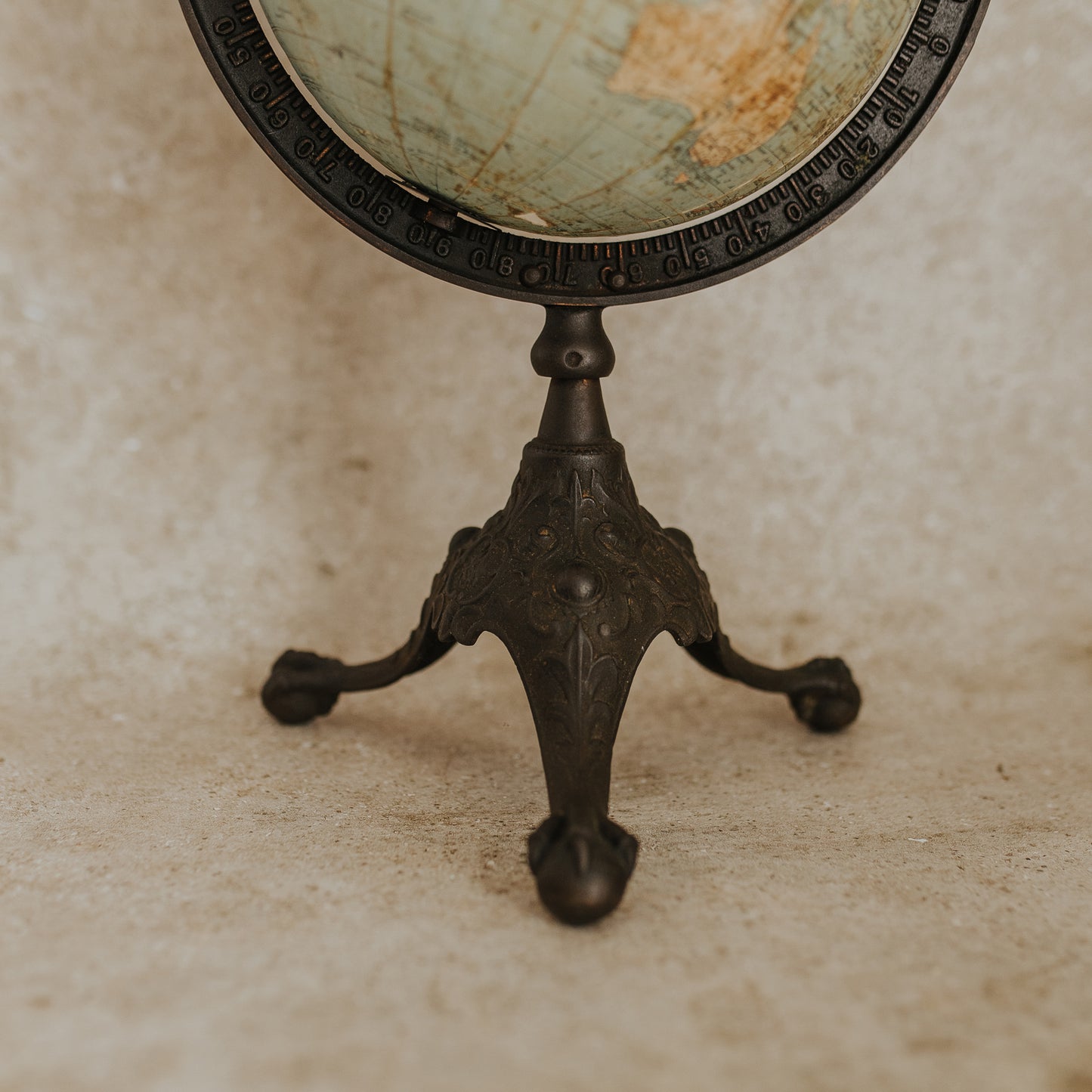 Antique Terrestrial Globe on Cast Iron Stand