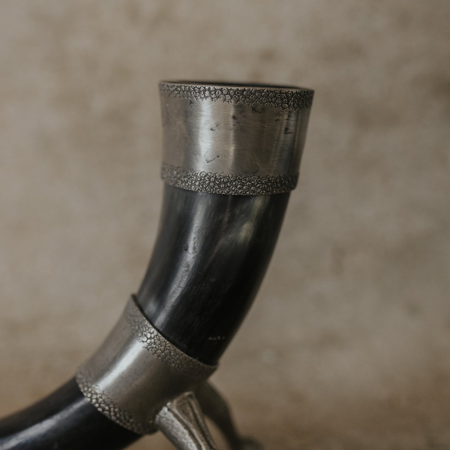 Norwegian Pewter Drinking Horn