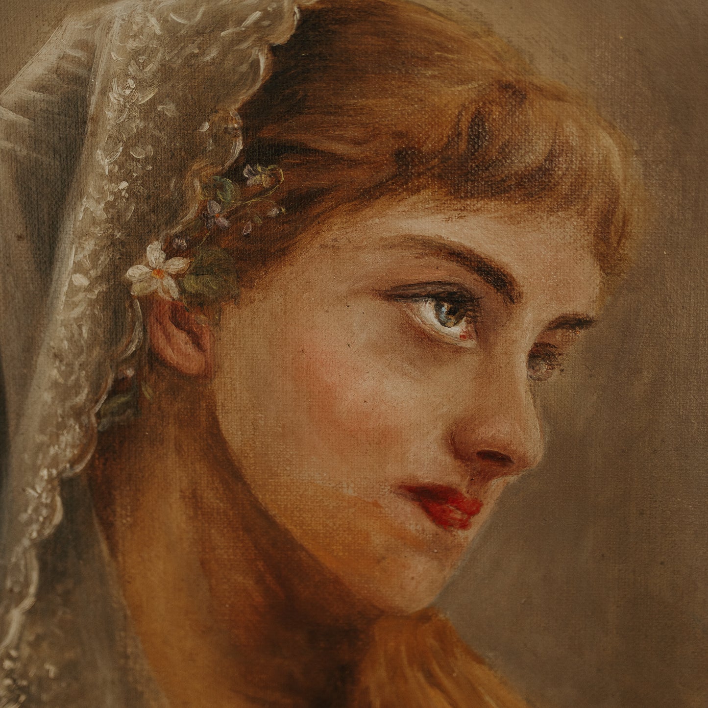 19c Bridal Oil Painting