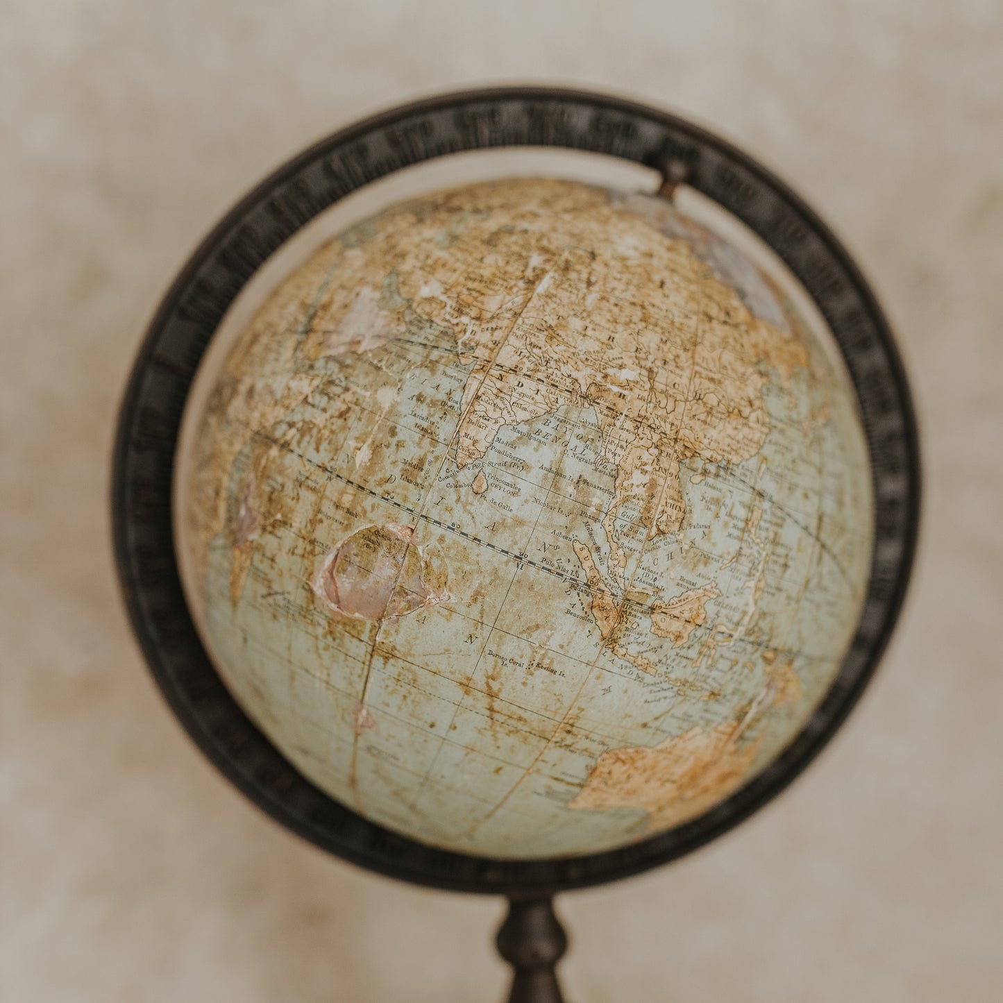 Antique Terrestrial Globe on Cast Iron Stand