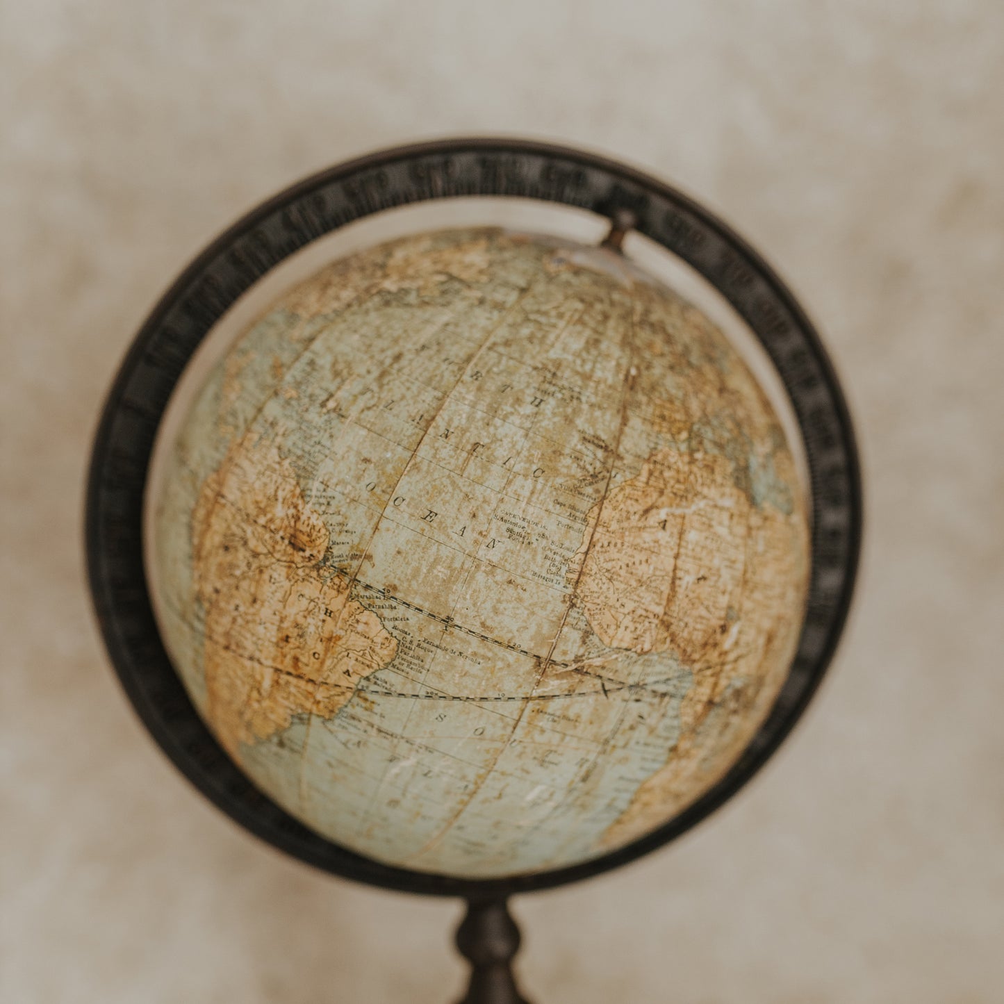 Antique Terrestrial Globe on Cast Iron Stand