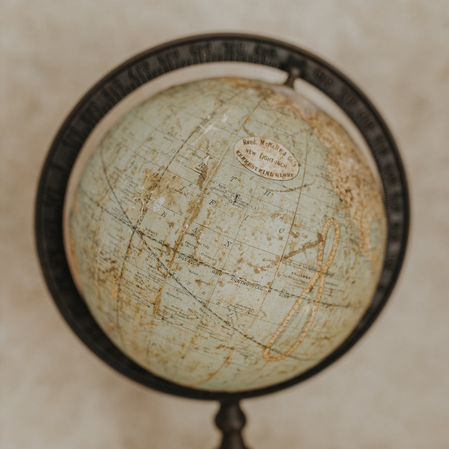 Antique Terrestrial Globe on Cast Iron Stand