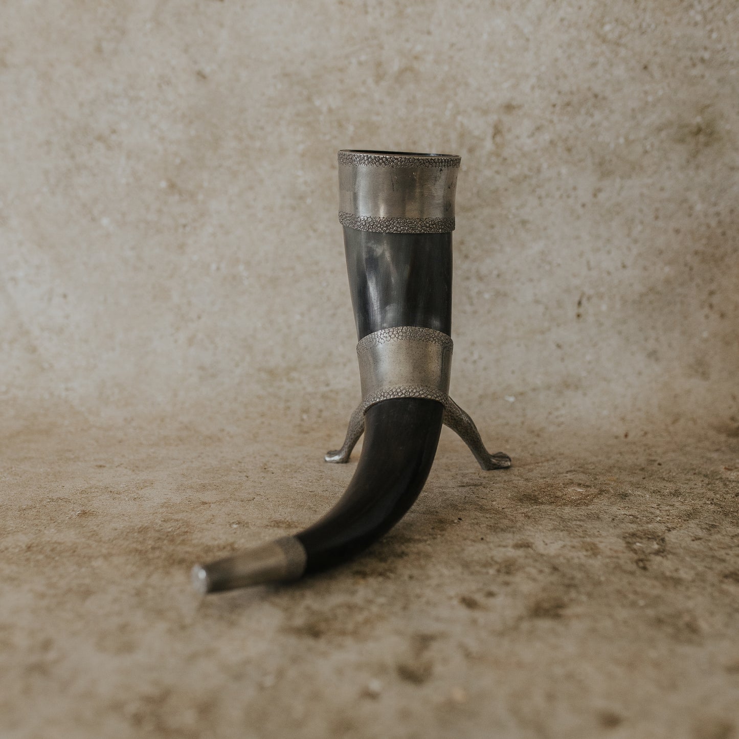 Norwegian Pewter Drinking Horn