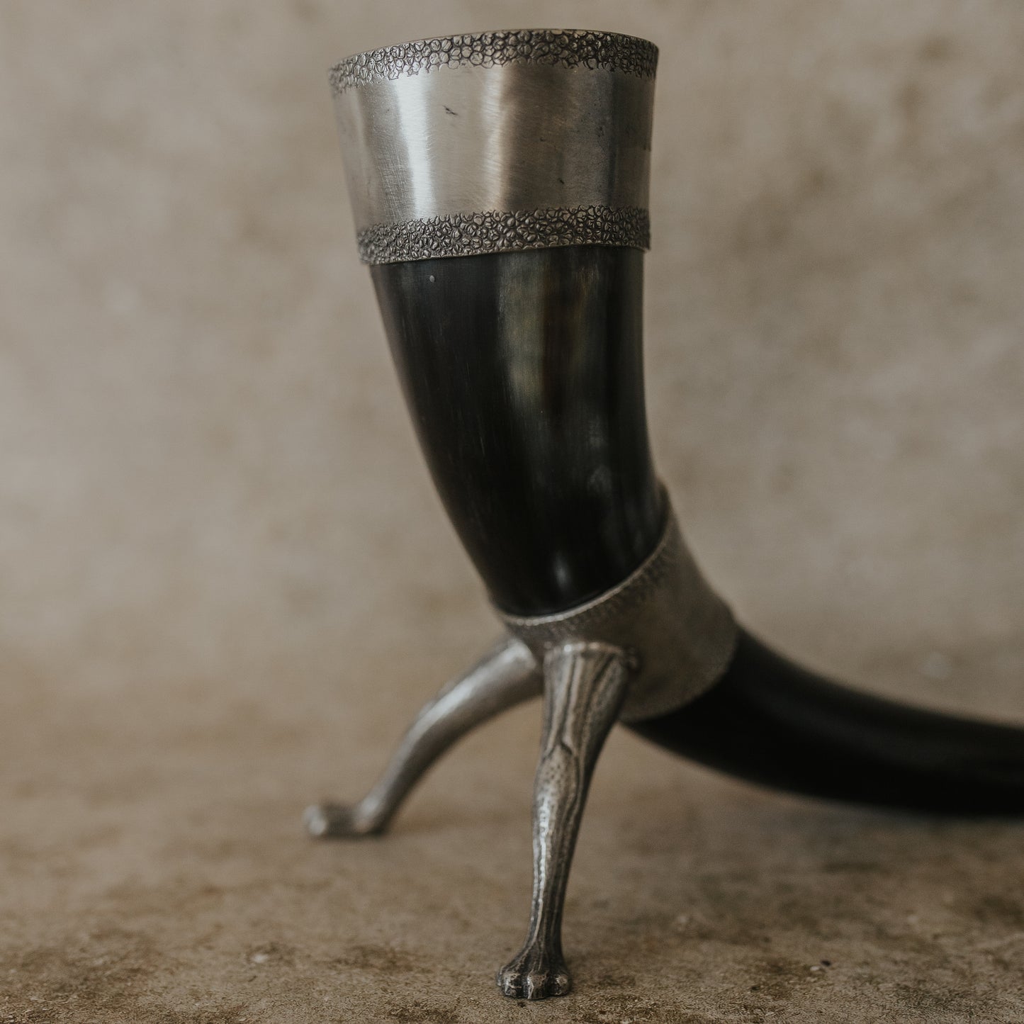 Norwegian Pewter Drinking Horn
