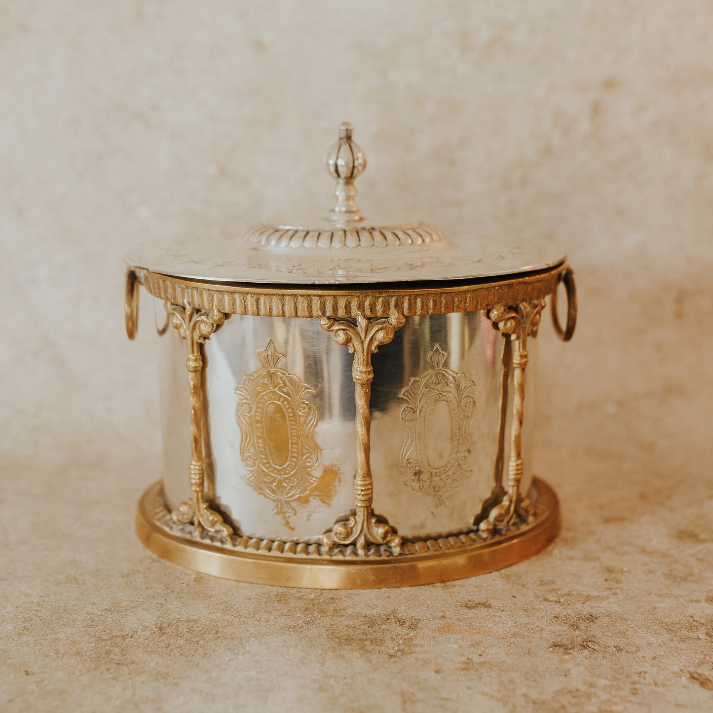 Silver & Brass Caged Tea Caddy