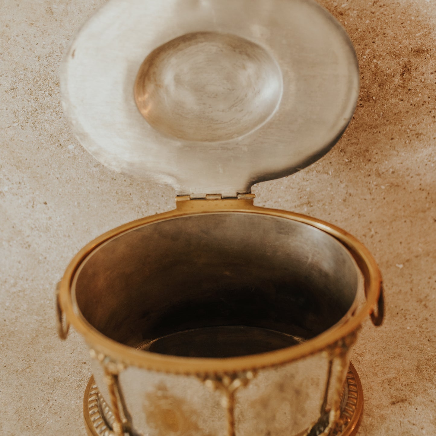 Silver & Brass Caged Tea Caddy