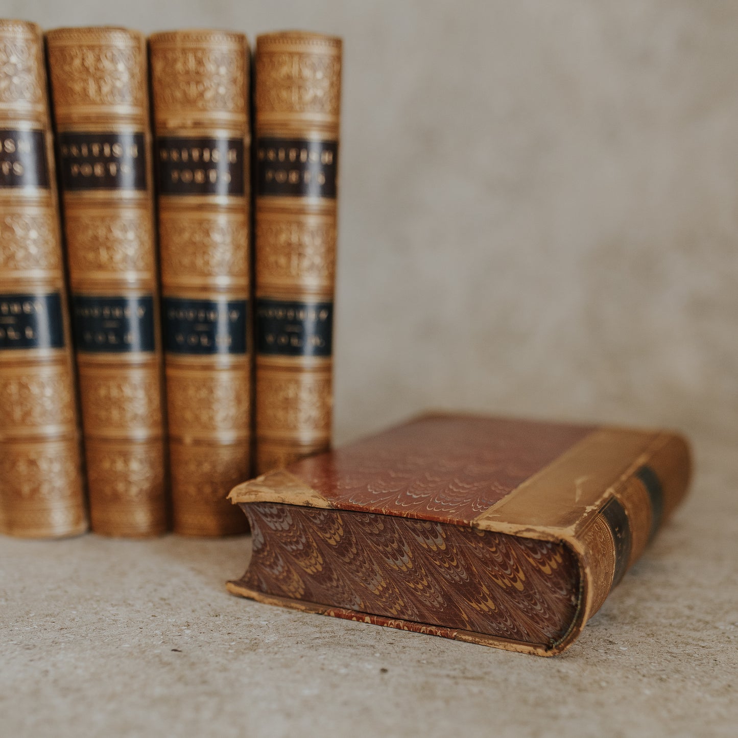 Antique Leather-Bound Set – The British Poets: Robert Southey (c. 1884, Complete in Five Volumes)