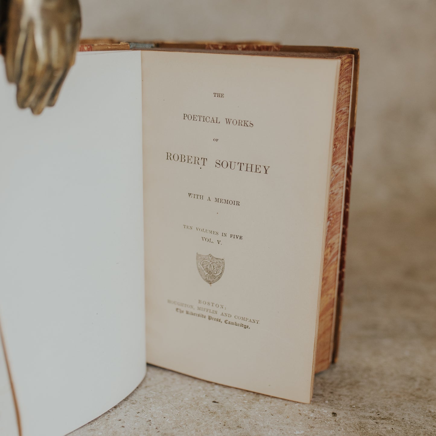 Antique Leather-Bound Set – The British Poets: Robert Southey (c. 1884, Complete in Five Volumes)