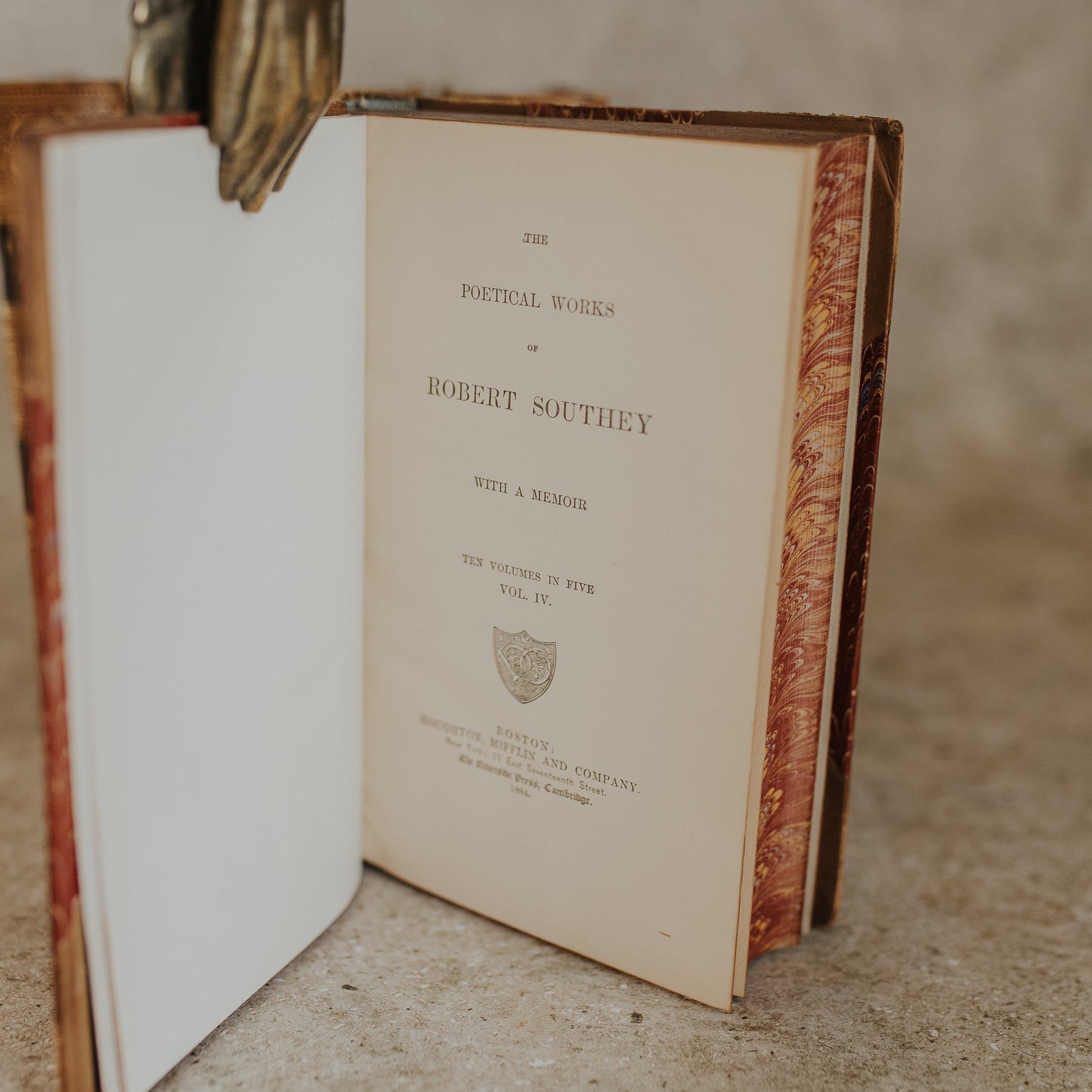 Antique Leather-Bound Set – The British Poets: Robert Southey (c. 1884, Complete in Five Volumes)