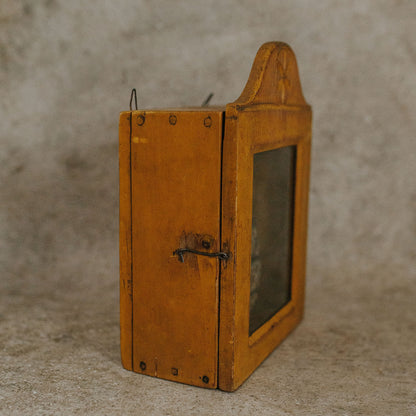 Folk Art Yellow Glass-Front Cabinet