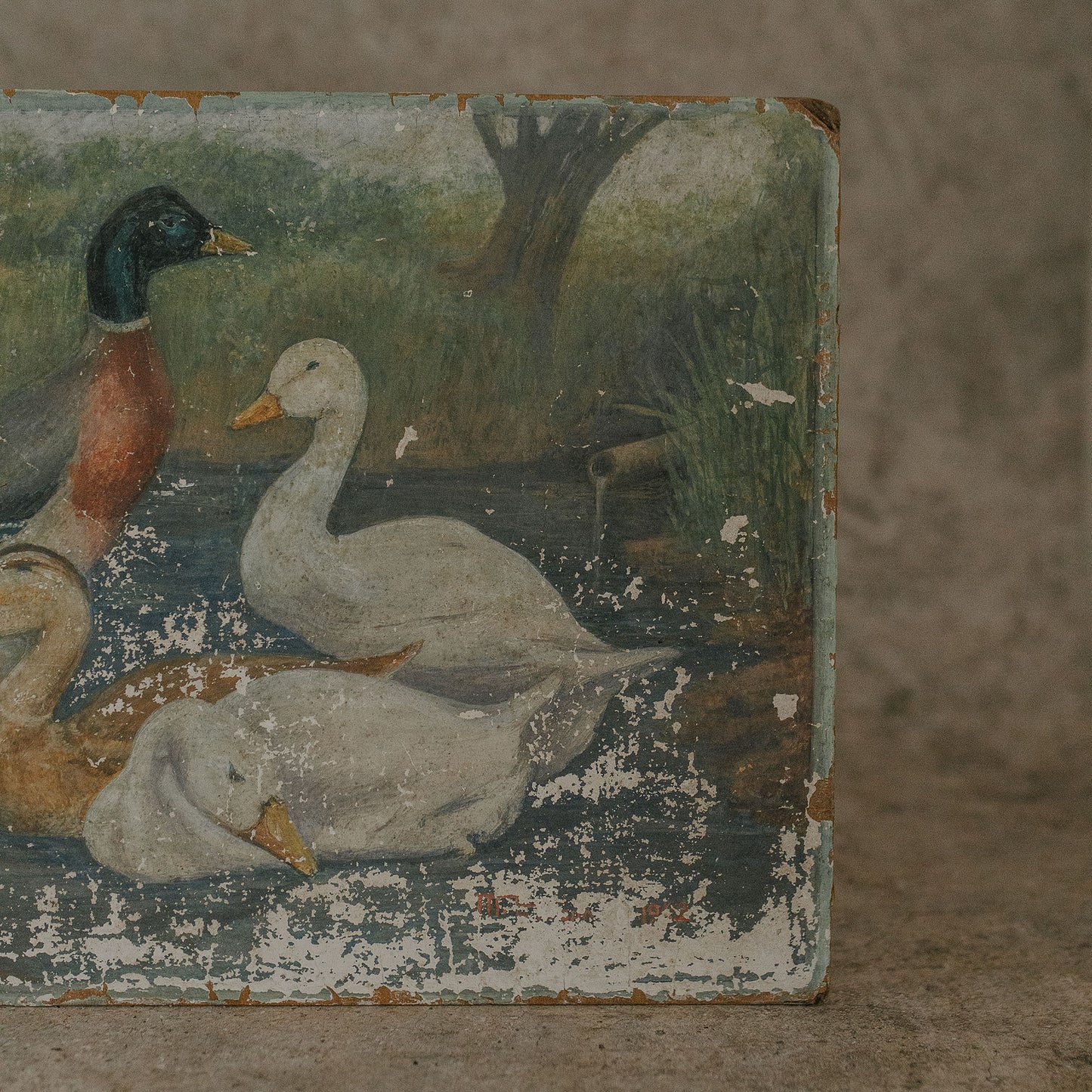 Oil Painting of Ducks in a Pond