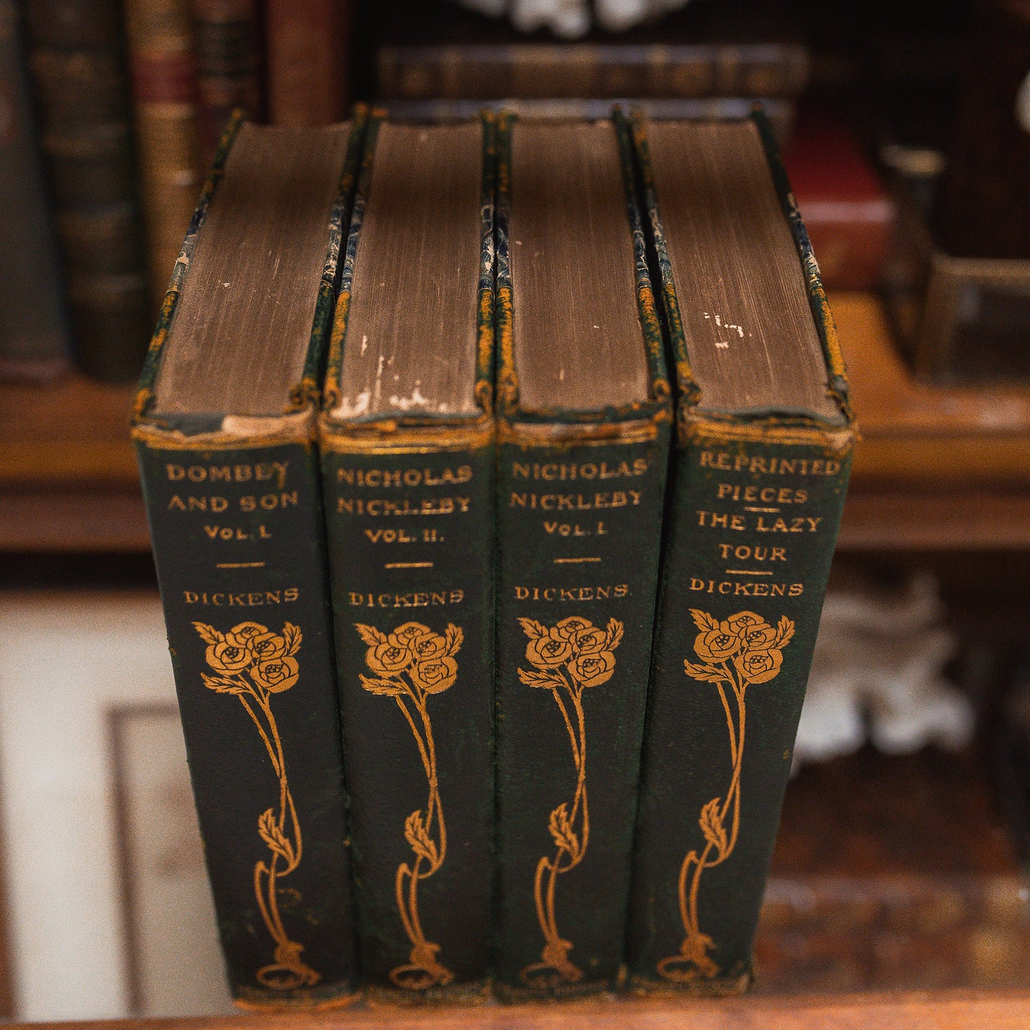 Set of 4 Antique Charles Dickens Books