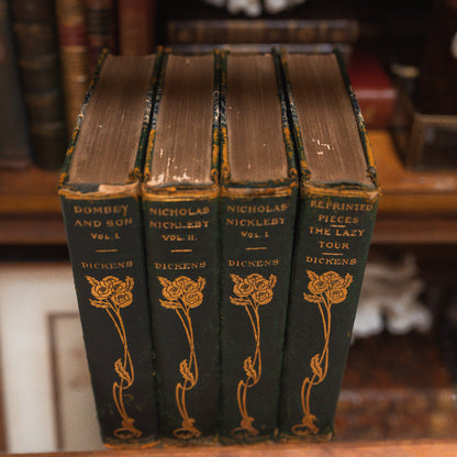 Set of 4 Antique Charles Dickens Books