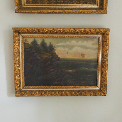 New England Coastline Oil on Canvas Painting