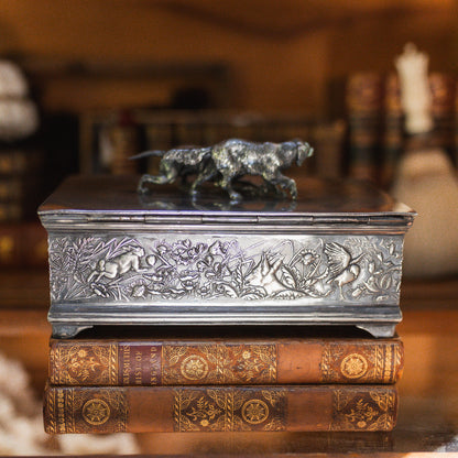 Antique Quadruple Silver Plated Humidor 1892