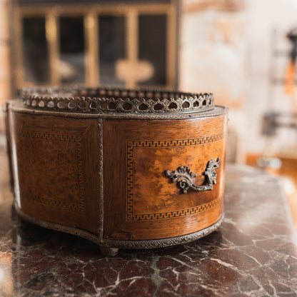Edwardian Jardinière with Marquetry and Bird’s Eye Maple Panels