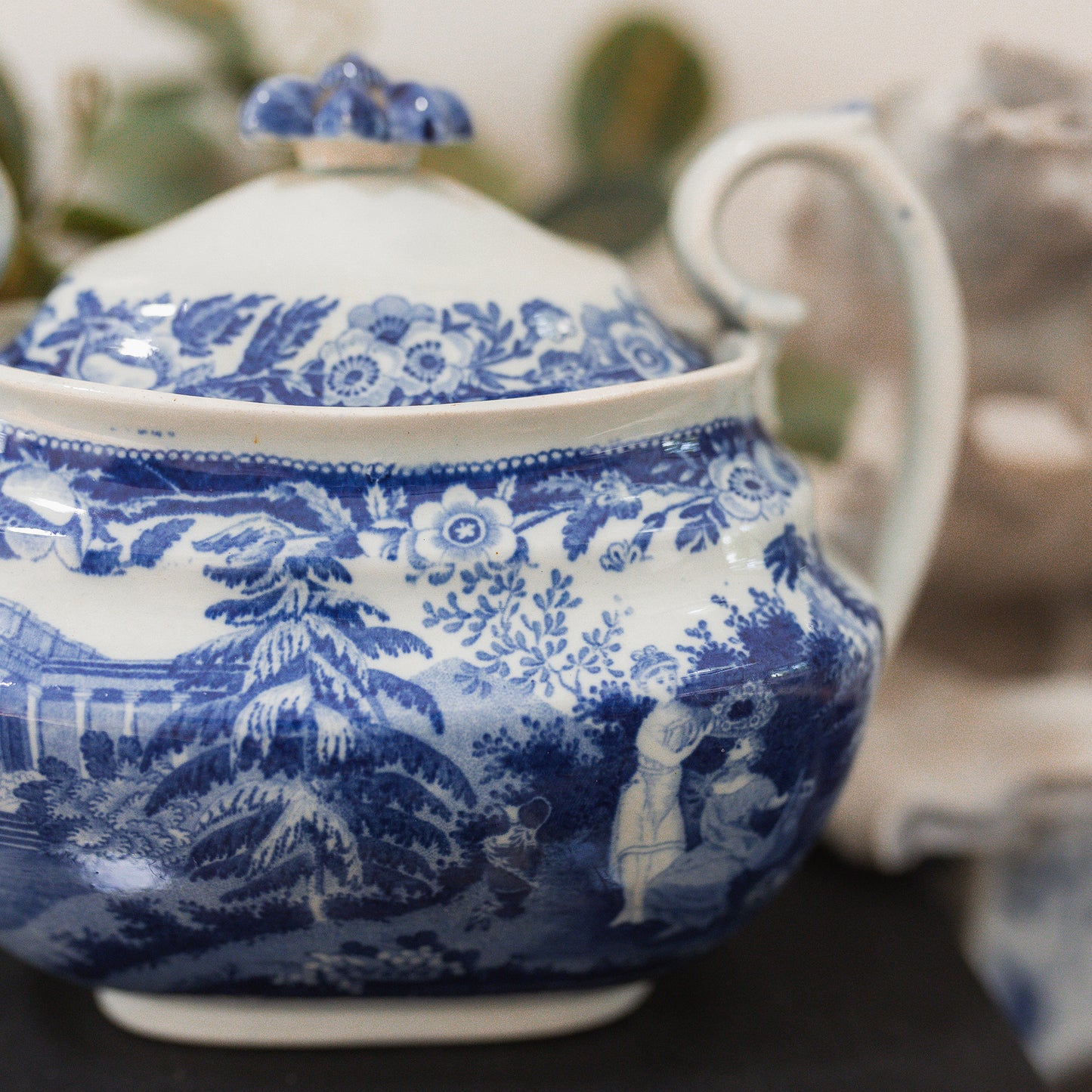 Antique Porcelain Lidded Sugar Bowl