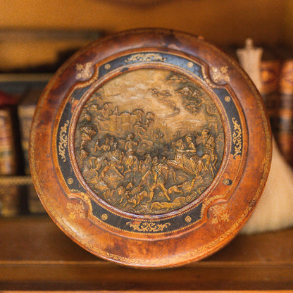 Antique Leather, Bronze, and Silk Sewing Box