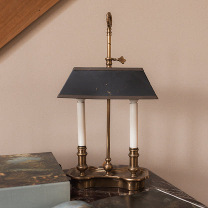 Antique French Empire Bouillotte Lamp with Adjustable Black Shade