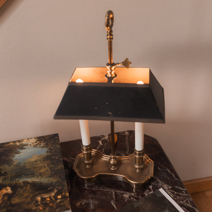 Antique French Empire Bouillotte Lamp with Adjustable Black Shade