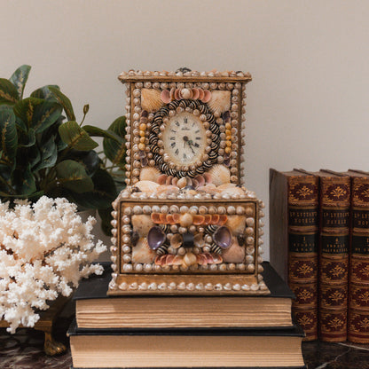 Vintage Sailor Sea Shell Clock & Jewelry Box