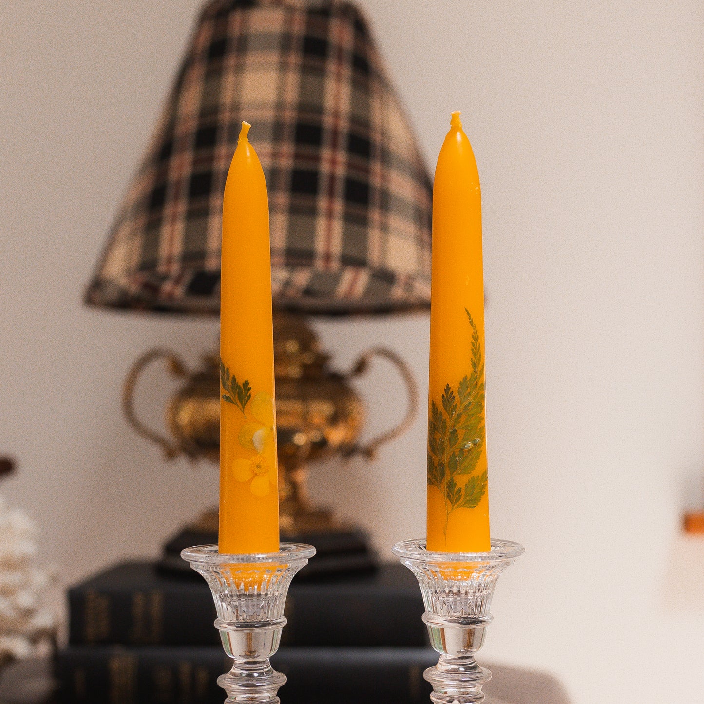 Floral Beeswax Taper Candle