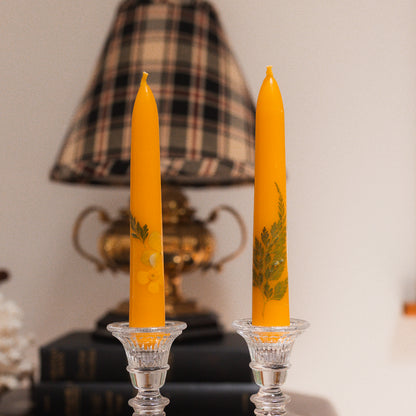 Floral Beeswax Taper Candle