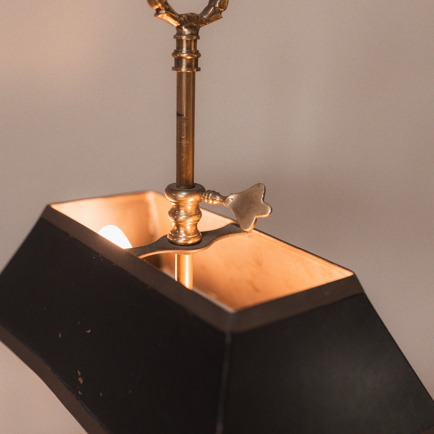 Antique French Empire Bouillotte Lamp with Adjustable Black Shade