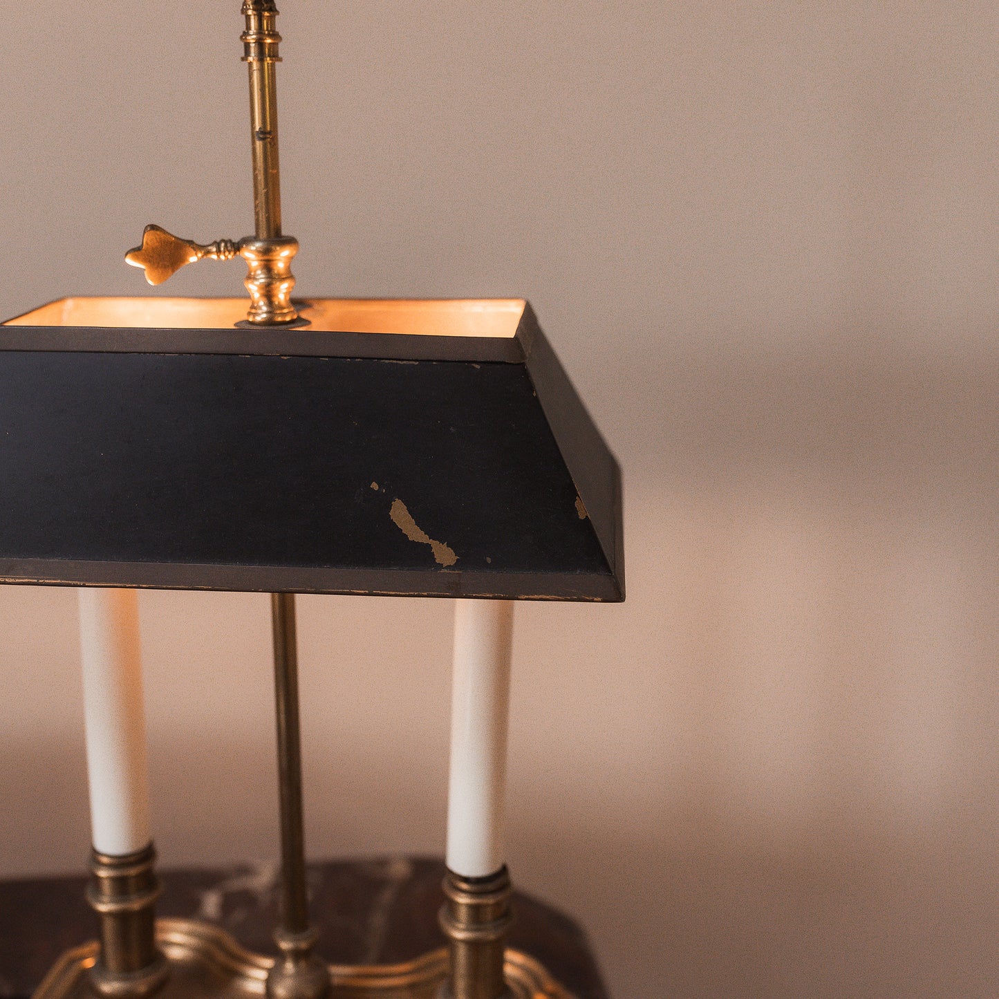 Antique French Empire Bouillotte Lamp with Adjustable Black Shade