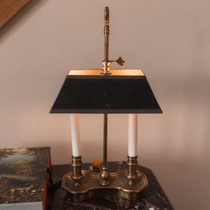 Antique French Empire Bouillotte Lamp with Adjustable Black Shade