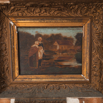 Antique Oil Painting Of Revolutionary War Soldier On Canvas