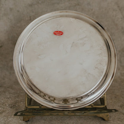 Ostrich Egg in Glass Cloche on Silver Platter