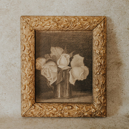 Antique Framed Charcoal Drawing