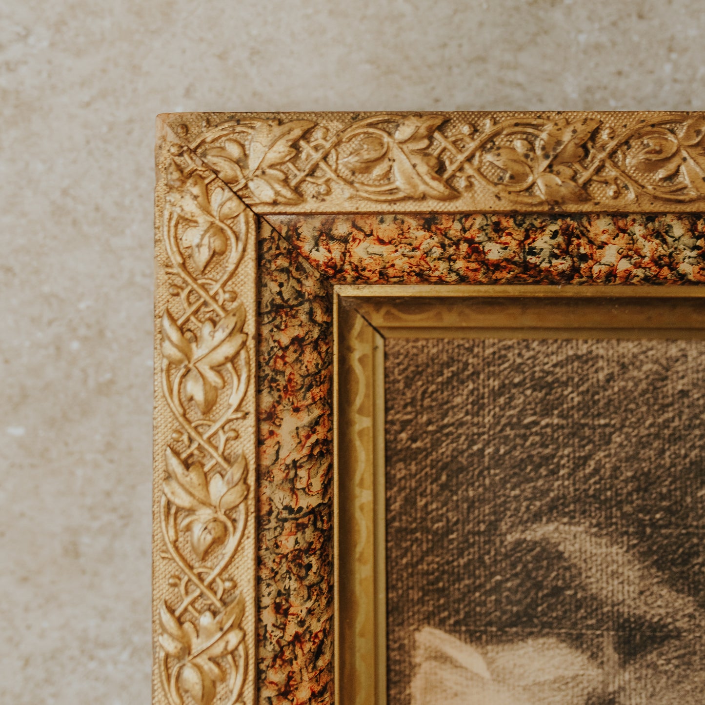 Antique Framed Charcoal Drawing