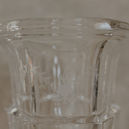 Vintage Tiffany & Co. Crystal Urn Vase with Frosted Floral Etchings