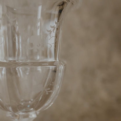 Vintage Tiffany & Co. Crystal Urn Vase with Frosted Floral Etchings