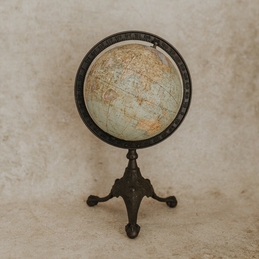 Antique Terrestrial Globe on Cast Iron Stand