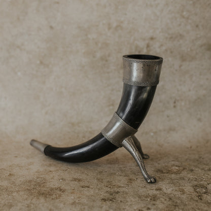 Norwegian Pewter Drinking Horn