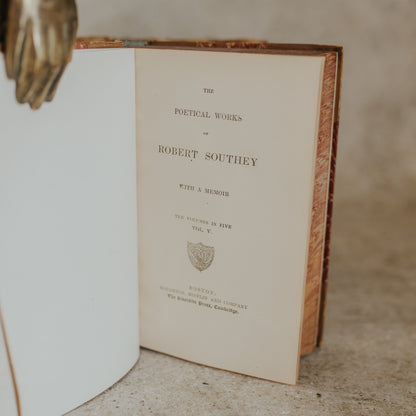 Antique Leather-Bound Set – The British Poets: Robert Southey (c. 1884, Complete in Five Volumes)