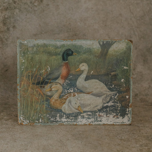 Oil Painting of Ducks in a Pond
