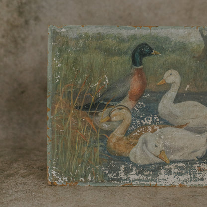 Oil Painting of Ducks in a Pond