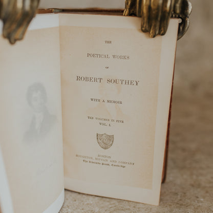 Antique Leather-Bound Set – The British Poets: Robert Southey (c. 1884, Complete in Five Volumes)