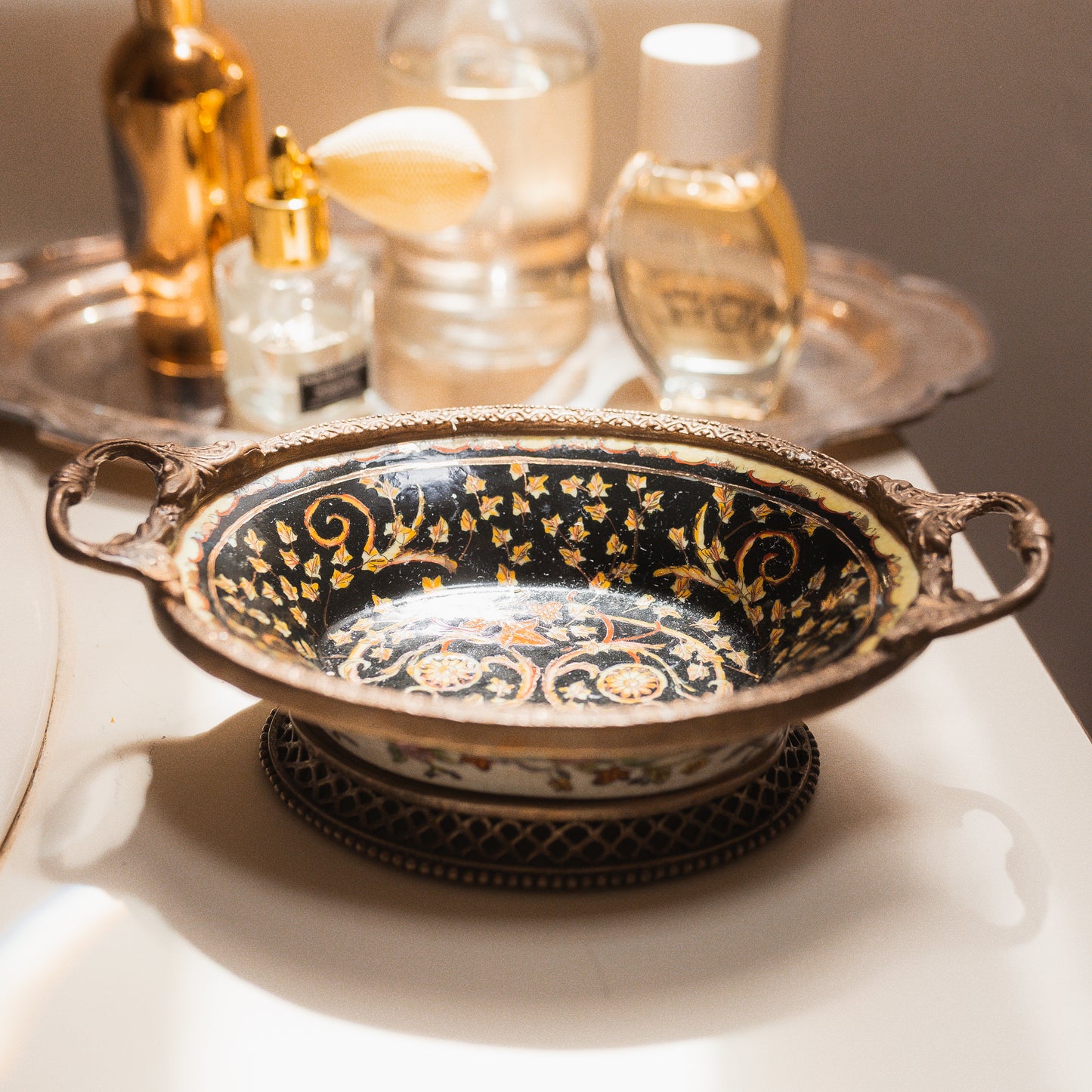 Cloisonné & Bronze Soap Dish