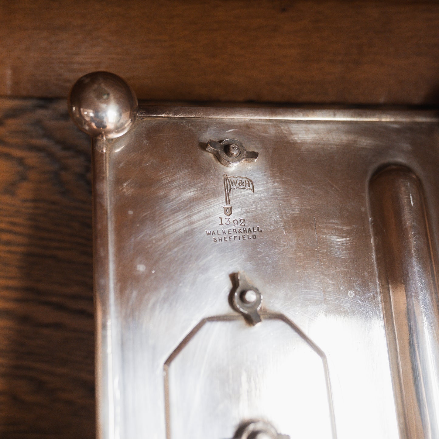 Edwardian Silver Double Inkwell with Crystal Bottles by Walker & Hall, Sheffield