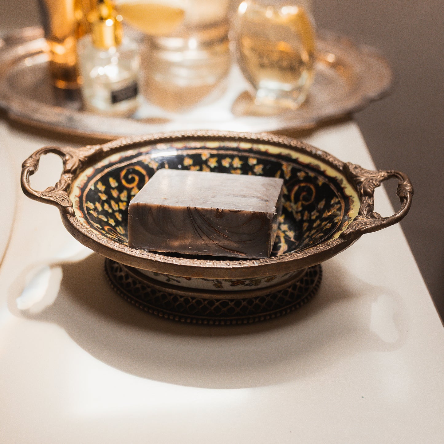 Cloisonné & Bronze Soap Dish